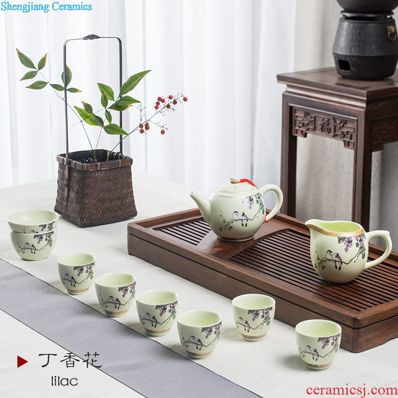 Jingdezhen antique collection 8 head double colored enamel tea set Imperial pastel principal Tea tray cup suit the teapot