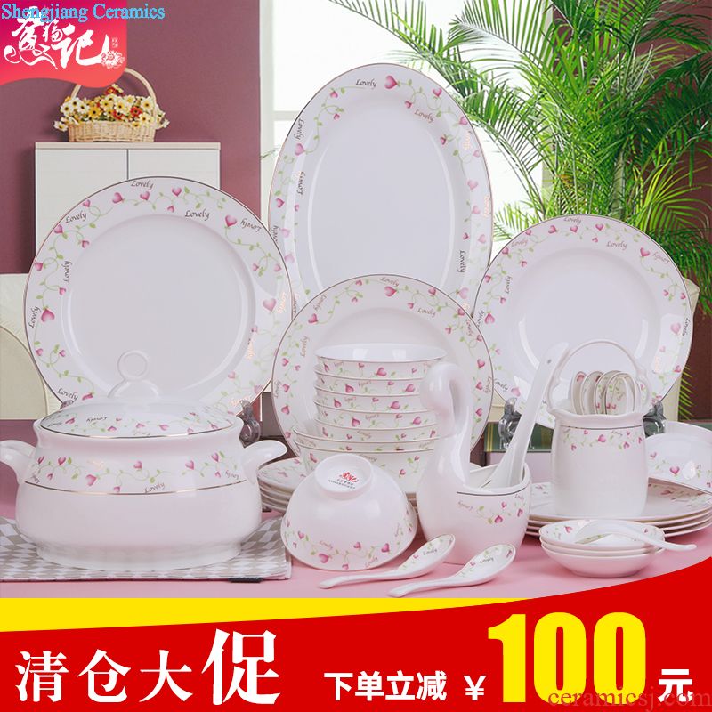 Jingdezhen ceramic tableware suit household of Chinese style ink and paint personality dishes combination wind household gifts