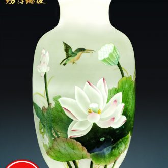 Jingdezhen ceramics imitation qing emperor kangxi tong qu ears trunk vase Chinese flower arranging sitting room adornment is placed