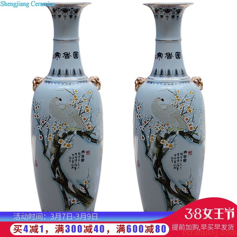 Sf80 jingdezhen ceramic floor painting and calligraphy quiver to big vase Chinese decorative furnishing articles large living room