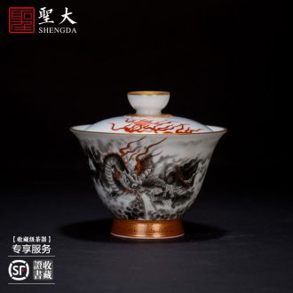 Santa teacups hand-painted ceramic kungfu matte white glaze new color lotus pond coasts sample tea cup manual of jingdezhen tea service