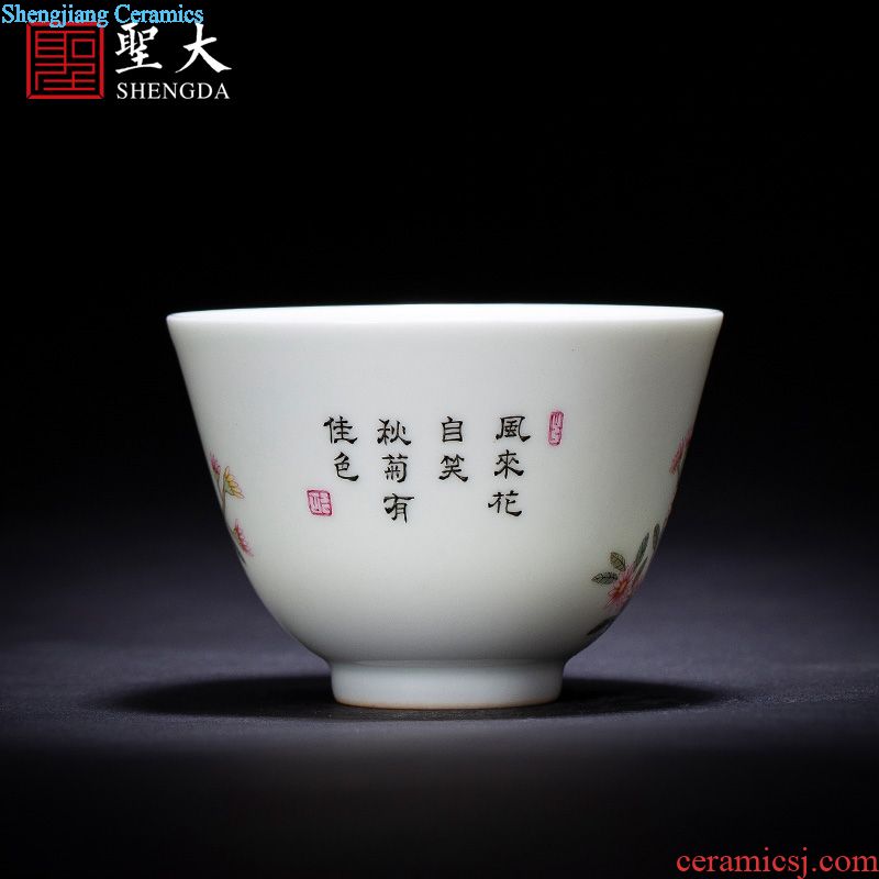 Holy big pure hand-painted ceramic masters cup alum red paint set of spring, summer, autumn and winter cup cup sample tea cup of jingdezhen tea service