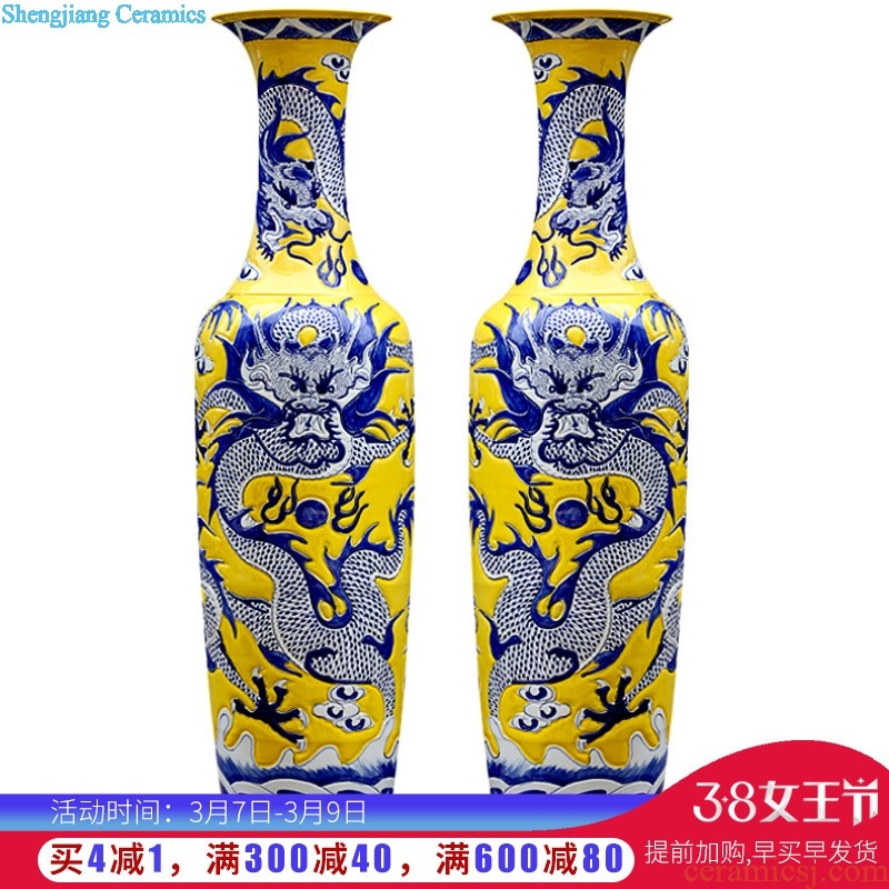 Jingdezhen ceramics hand-painted magnolia anaglyph floor big vase sitting room background wall furnishing articles e165 ornament