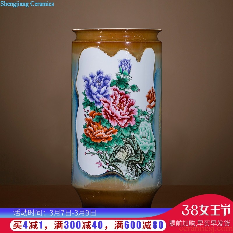 Jingdezhen ceramics famous hand-painted flower arranging device of blue and white porcelain vase furnishing articles rich ancient frame sitting room decoration