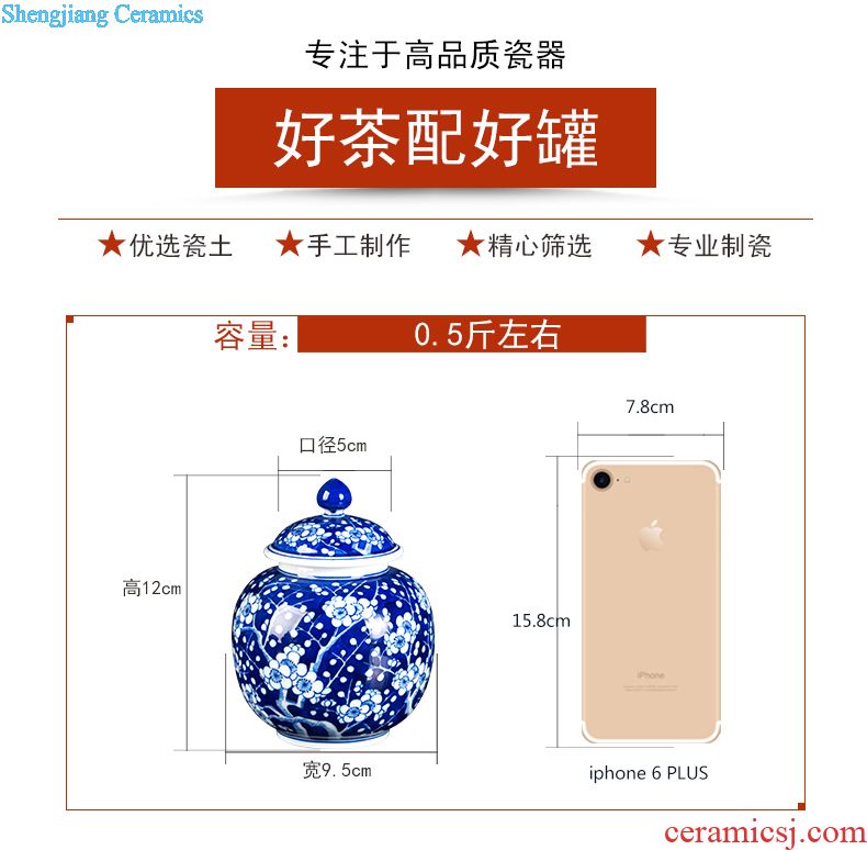 Jingdezhen ceramic dou colour every year more than maintain day word tea pot storage cans accessories teahouse furnishing articles