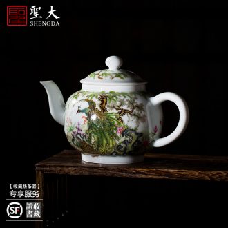 Holy big teapot hand-painted ceramic kung fu finches poetic spherical filtering teapot manual jingdezhen blue and white spirit tea sets