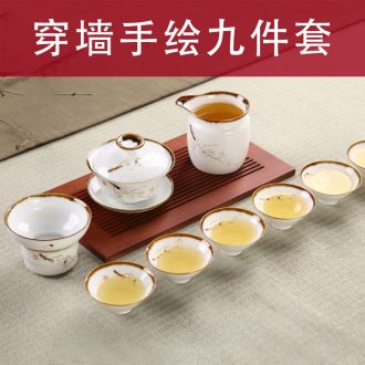 To travel tea set ceramic crack shots of coarse filtering ceramic teapot a pot of three cups of portable kung fu tea package