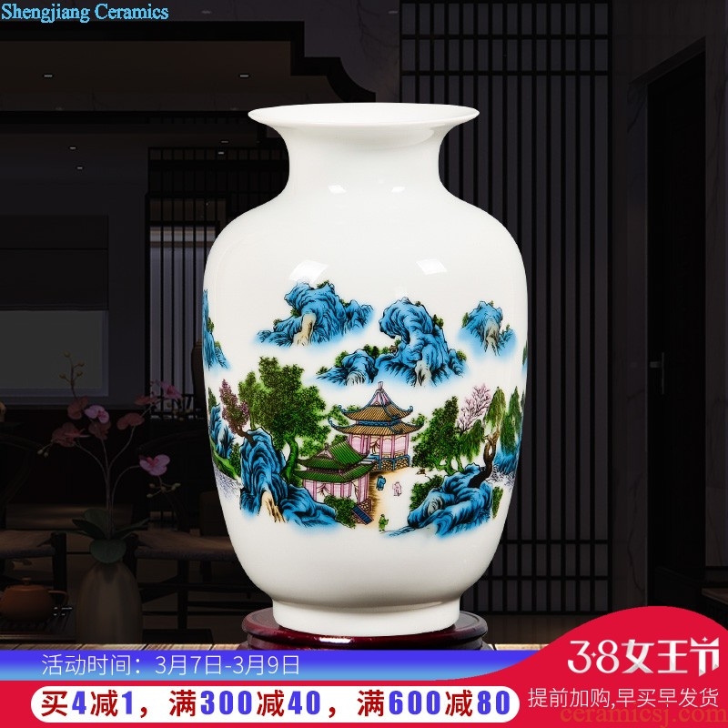 Famous jingdezhen ceramics powder enamel vase flower arranging place Chinese style household living room TV cabinet decoration process