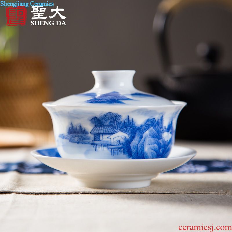 Santa jingdezhen ji blue glaze sample tea cup hand-painted principal heart sutra masters cup ceramic handmade kung fu tea cups