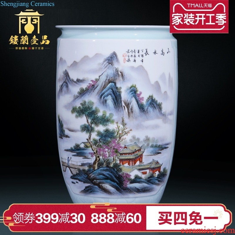 Jingdezhen ceramics archaize qing qianlong yellow ground the pastel sky big vase household sitting room adornment collection furnishing articles