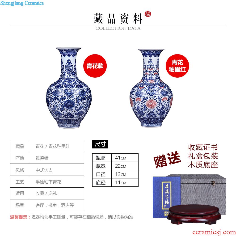 Jingdezhen ceramics vase large red and bright wax gourd bottle of Chinese style household furnishing articles sitting room arranging flowers adorn article