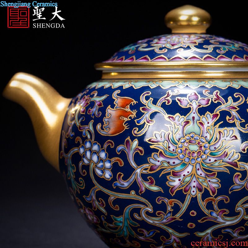 Holy big teapot hand-painted ceramic kung fu heavy colour ewer all hand jingdezhen blue and white flower tea pot