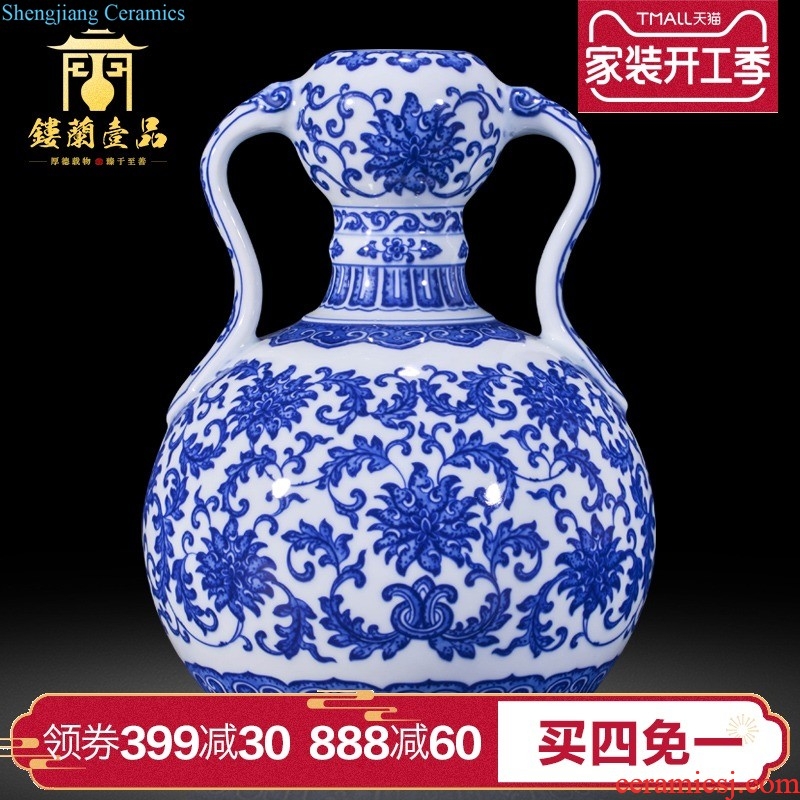 Jingdezhen ceramics hand-painted lotus pond flower arranging large vases, sitting room of Chinese style home decoration collection TV ark furnishing articles