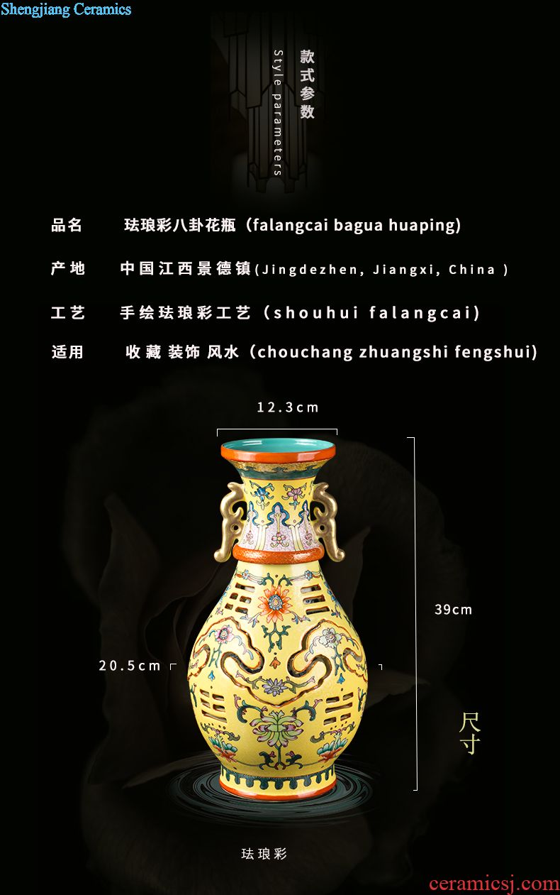 Jingdezhen ceramic pea green glaze hand-painted butterfly vase decoration furnishing articles new Chinese style household porcelain decoration in the sitting room