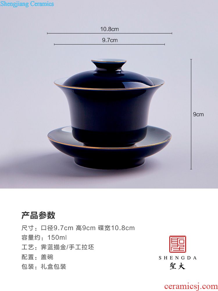 Holy big teapot archaize ceramic kung fu heavy jingdezhen blue and white landscape teapot hand-painted all hand tea sets