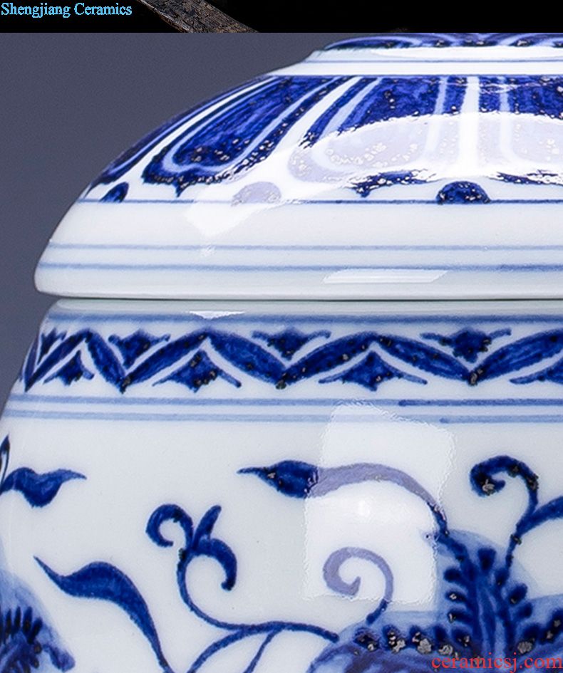 Holy big ceramic cover rear hand-painted imitation Ming blue and white with a bunch of lotus lines cover all hand jingdezhen kung fu tea accessories