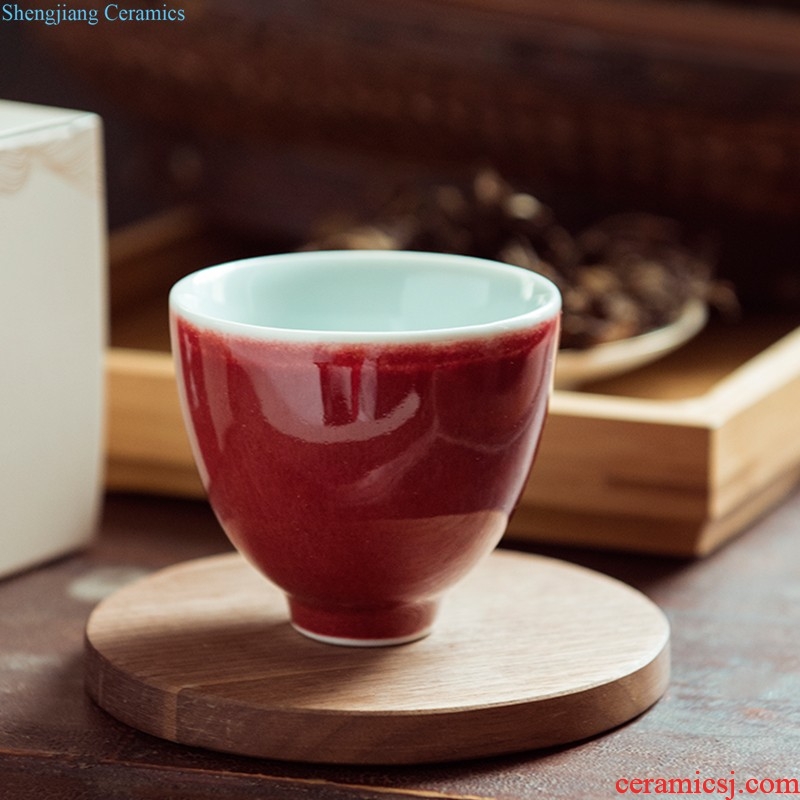 Jingdezhen kung fu tea cups ceramic tea set a single red porcelain sample tea cup, cup offering pure manual master cup single cup