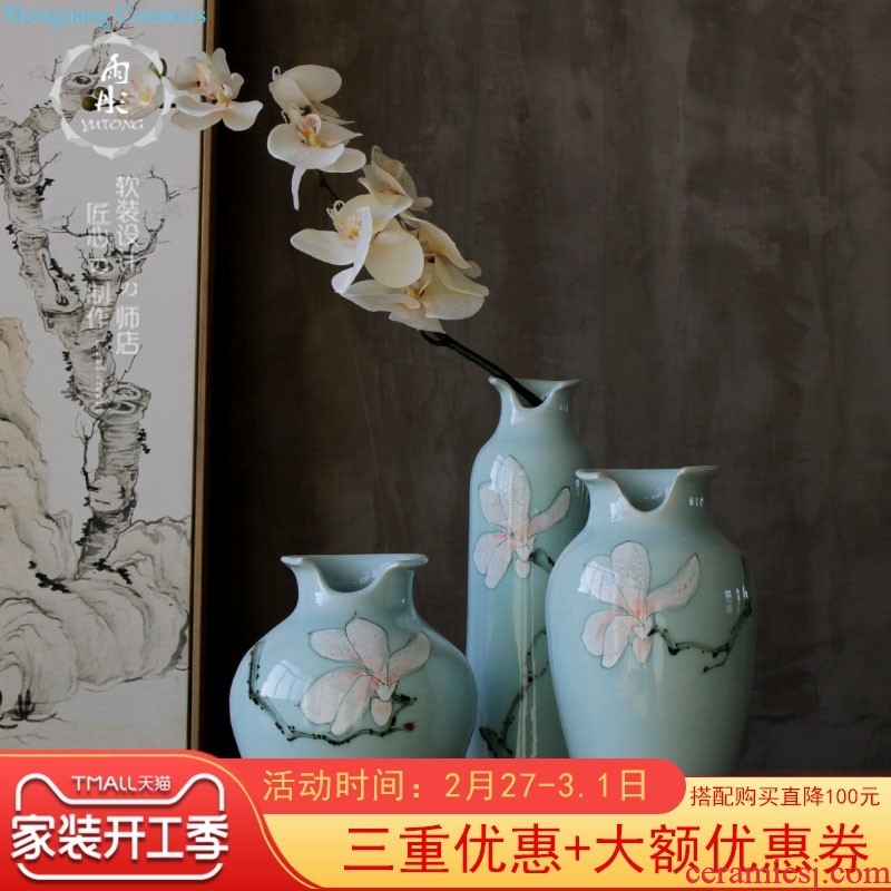 Rain tong home | jingdezhen ceramics Green landscape creative caddy household decoration porcelain