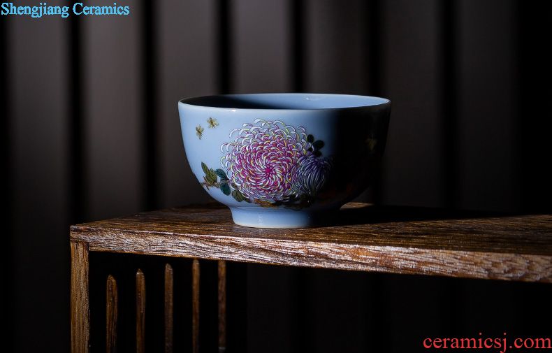 Santa teacups hand-painted porcelain ceramic kungfu drinks the eight immortals in the cup sample tea cup pure manual of jingdezhen tea service master