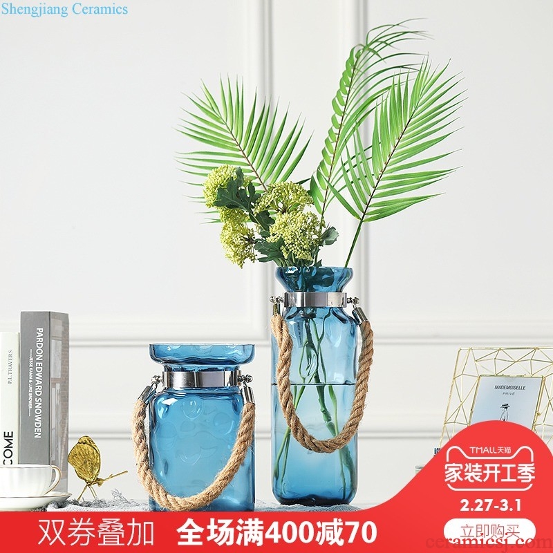 Contemporary and contracted ceramic vase furnishing articles sitting room flower arranging, creative water transfer printing vase household adornment furnishing articles