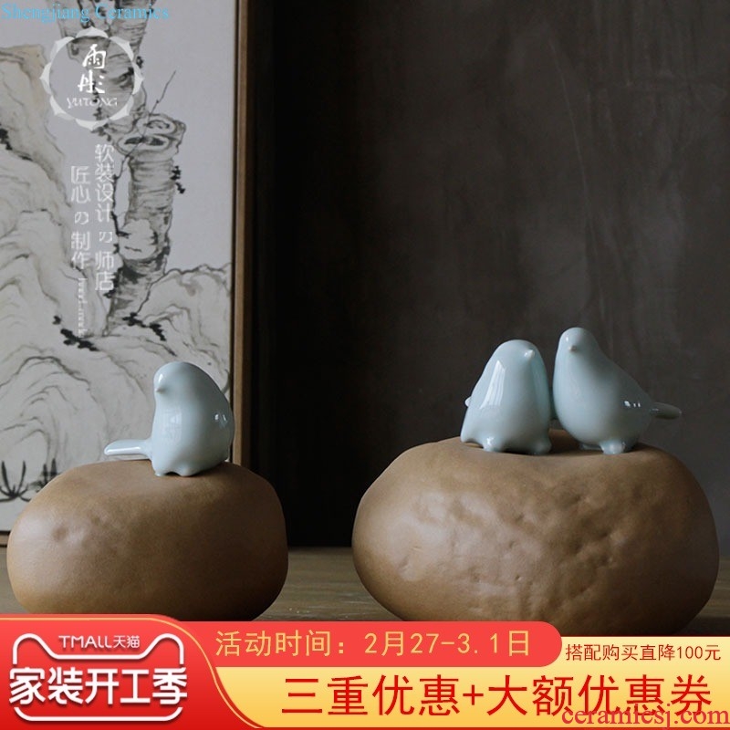 Rain tong home | jingdezhen ceramics European coloured drawing or pattern Single ear receptacle furnishing articles Decoration porcelain vase the living room