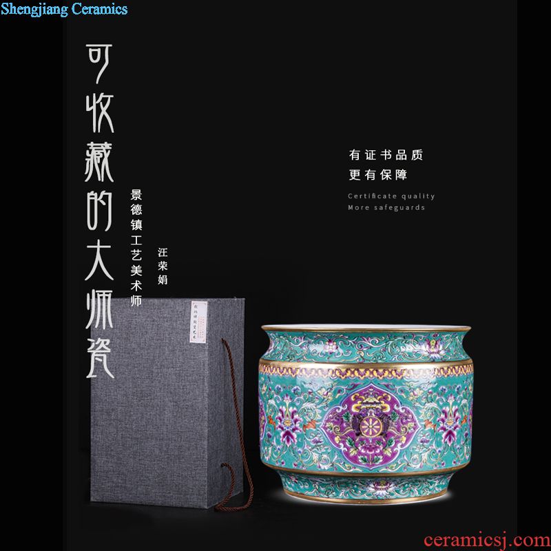 Jingdezhen ceramic antique colored enamel flower vase decoration furnishing articles new Chinese style household porcelain decoration in the sitting room