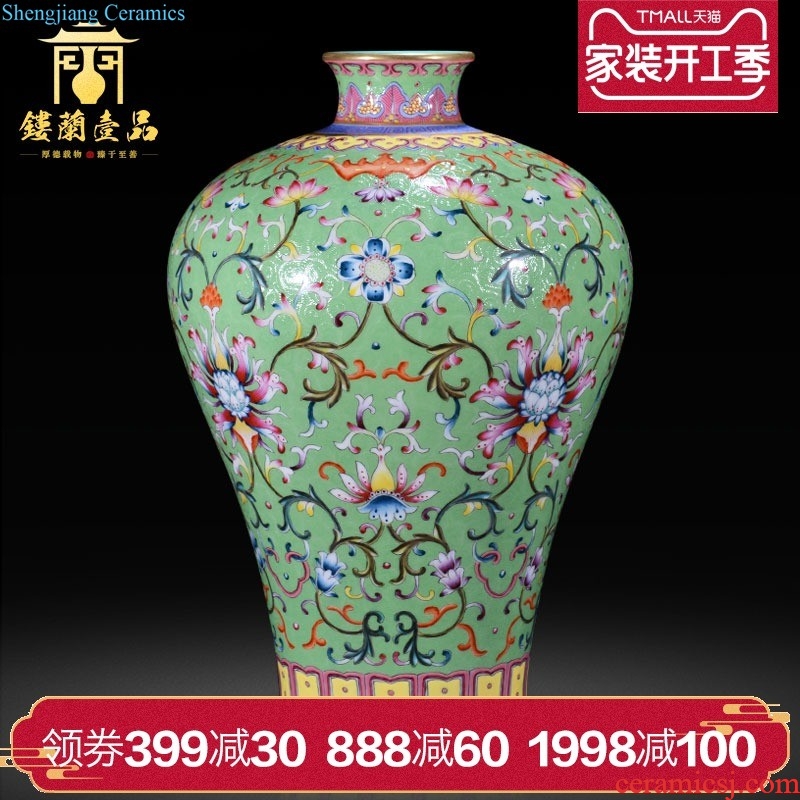 Master of jingdezhen ceramics hand-painted pastel big vase clouds around the village in the sitting room TV ark adornment furnishing articles