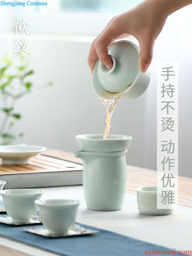 Drink to employ Japanese contracted cover kiln ceramic handmade pot cover set recommended cover tea accessories