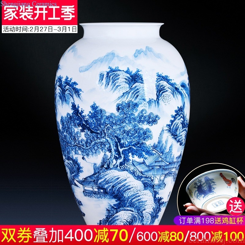 Jingdezhen ceramic vase furnishing articles hand-painted youligong flower arranging Chinese blue and white porcelain is home sitting room adornment ornament