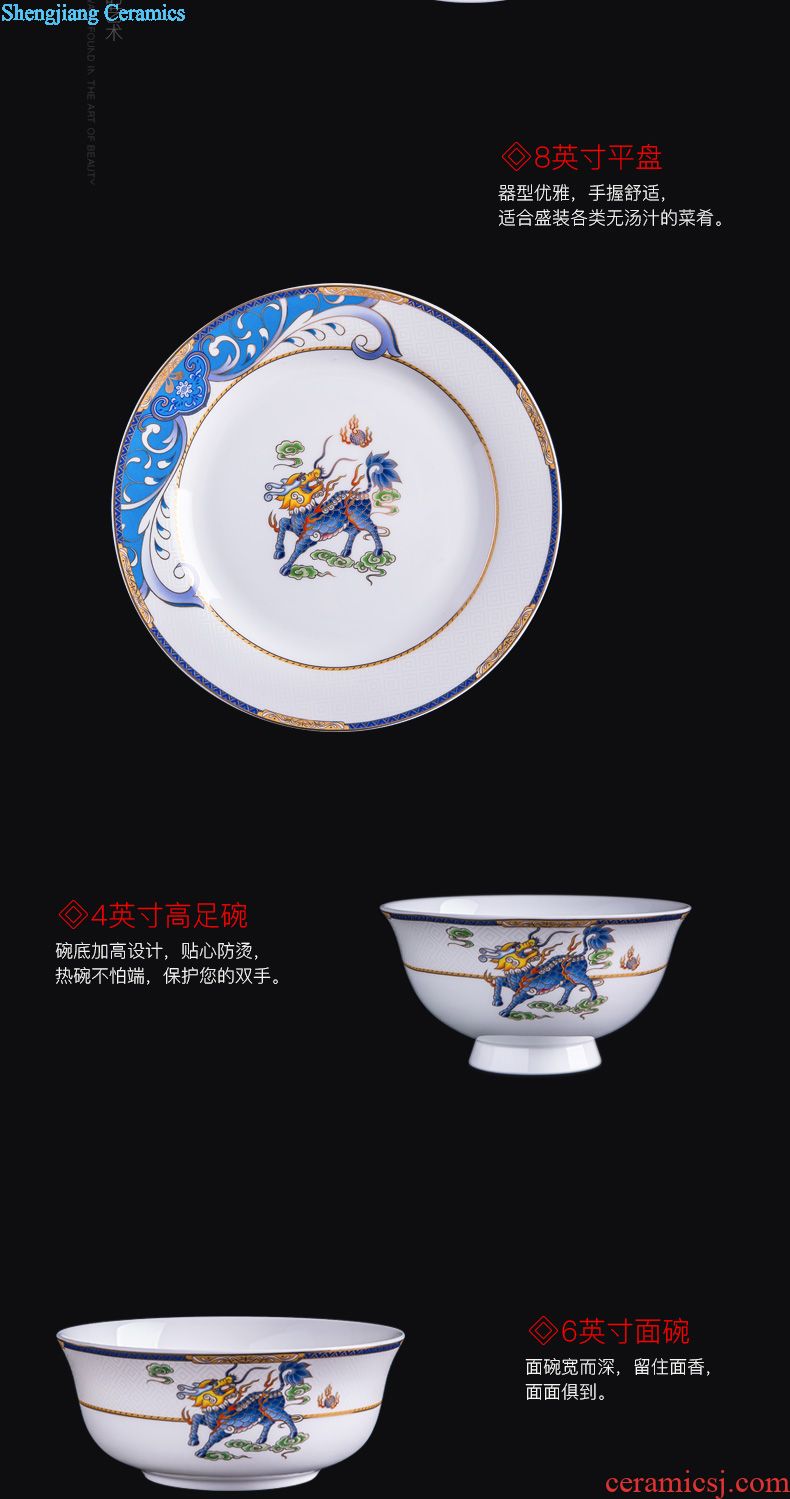 Jingdezhen kung fu tea set with contemporary and contracted style white jade ceramic cups tea pot lid bowl