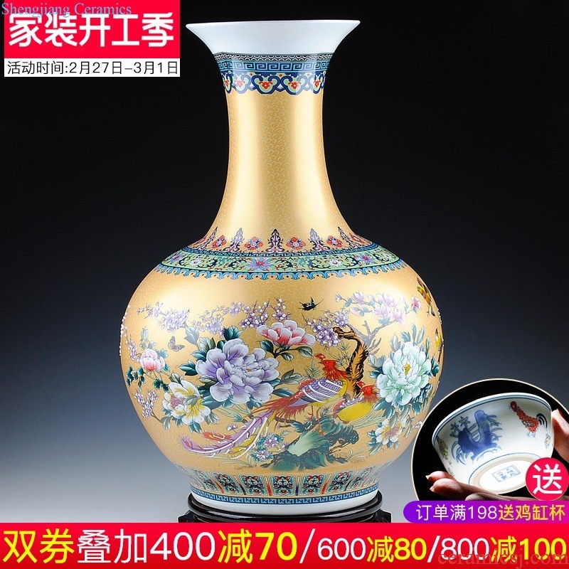 Jingdezhen ceramics vases, flower arranging famille rose porcelain furnishing articles sitting room TV ark of Chinese style household decorative arts and crafts