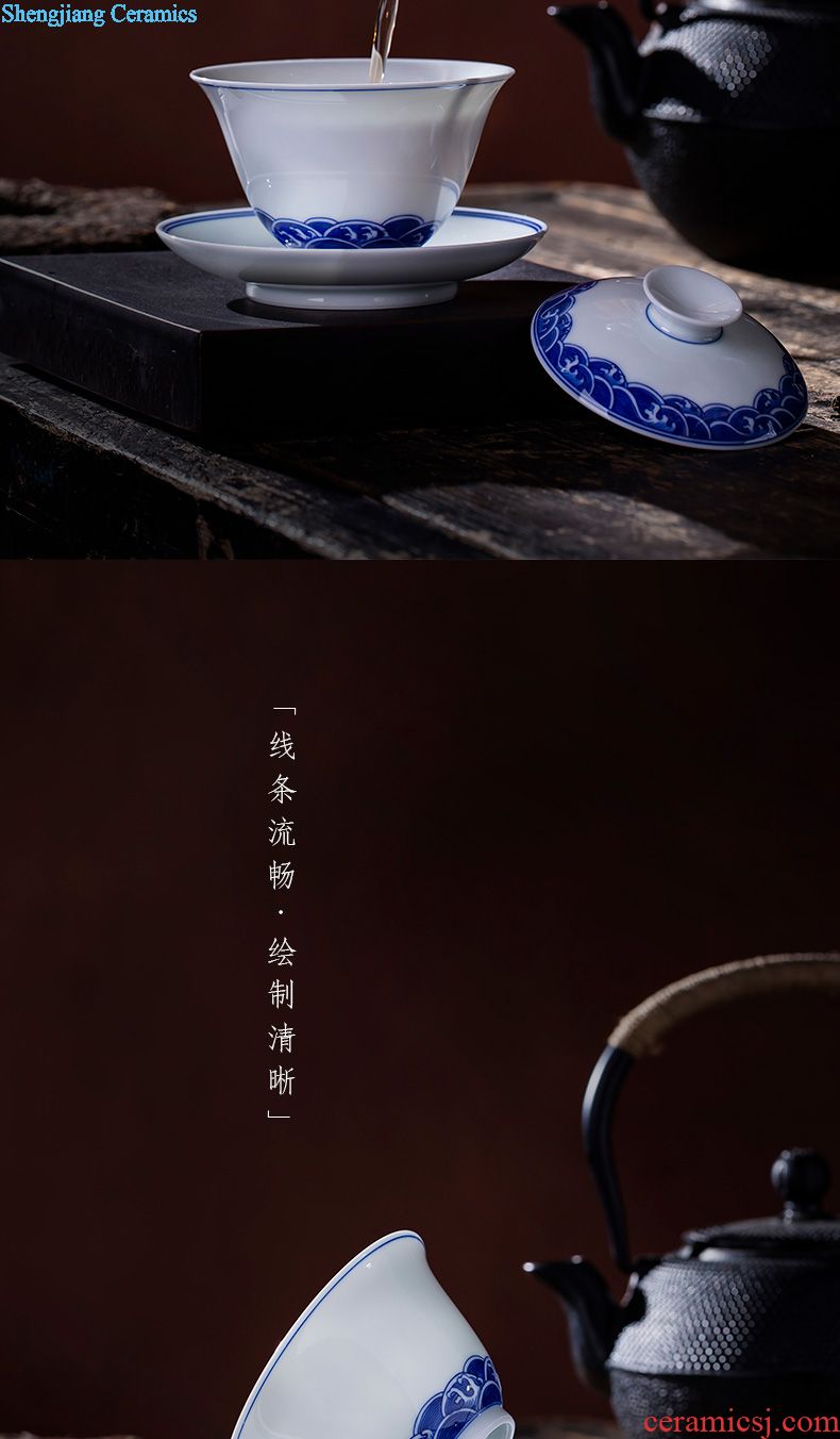 The big teapot hand-painted ceramic kung fu figure great pearl pot of jingdezhen blue and white baby play all hand tea teapot