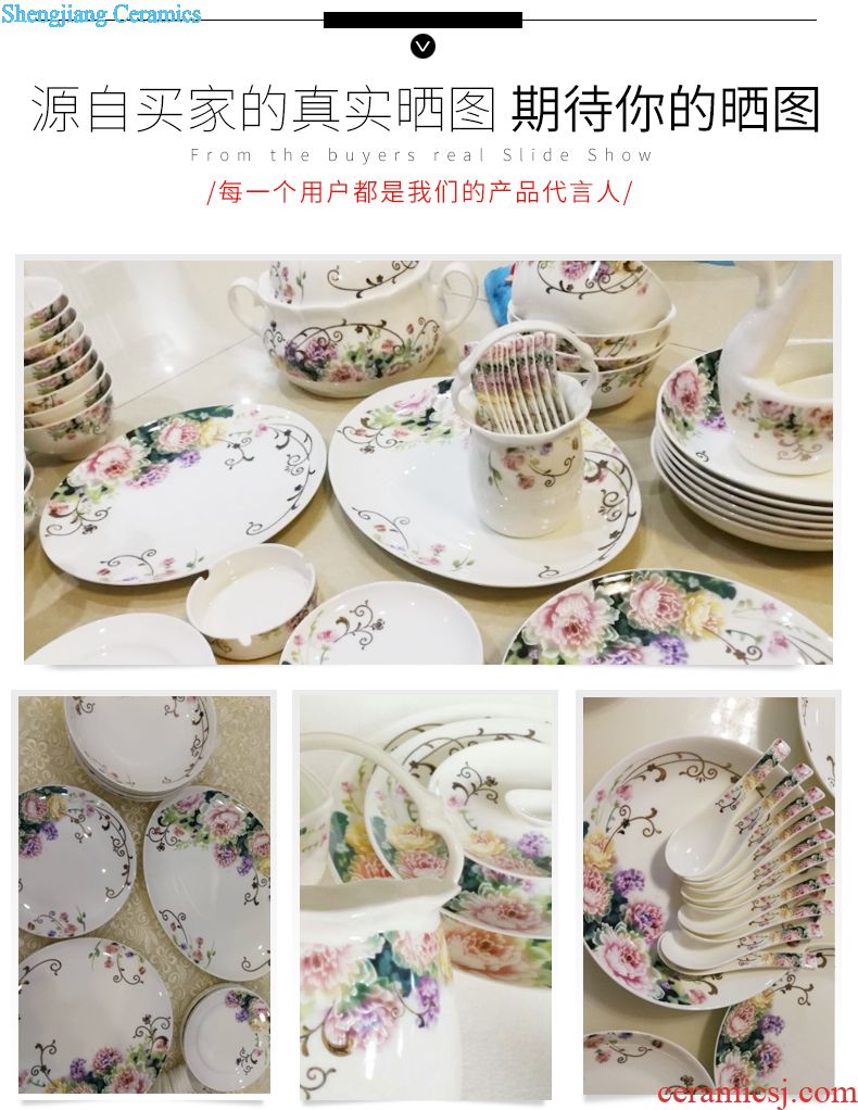 Creative dishes dish of household ceramic bowl dish jingdezhen ceramic tableware custom printed logo free combinations dishes