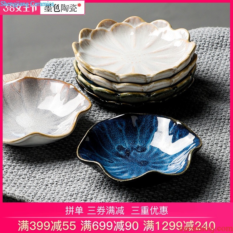 Inky home eat rice bowl Chinese jingdezhen ceramic tableware large rainbow noodle bowl bowl creative ceramic bowl shu leaves