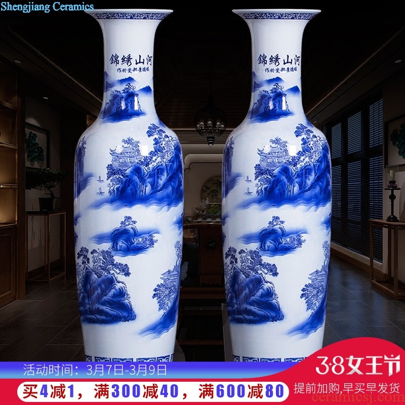 Jingdezhen ceramics antique hand-painted scenery peony home sitting room hotel adornment furnishing articles of large vase