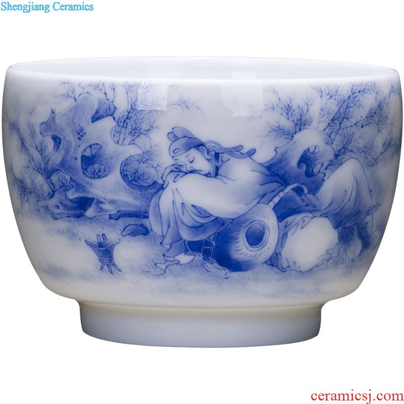 The big cup sample tea cup hand-painted ceramic kung fu antique blue-and-white work full lotus cup of jingdezhen tea service master