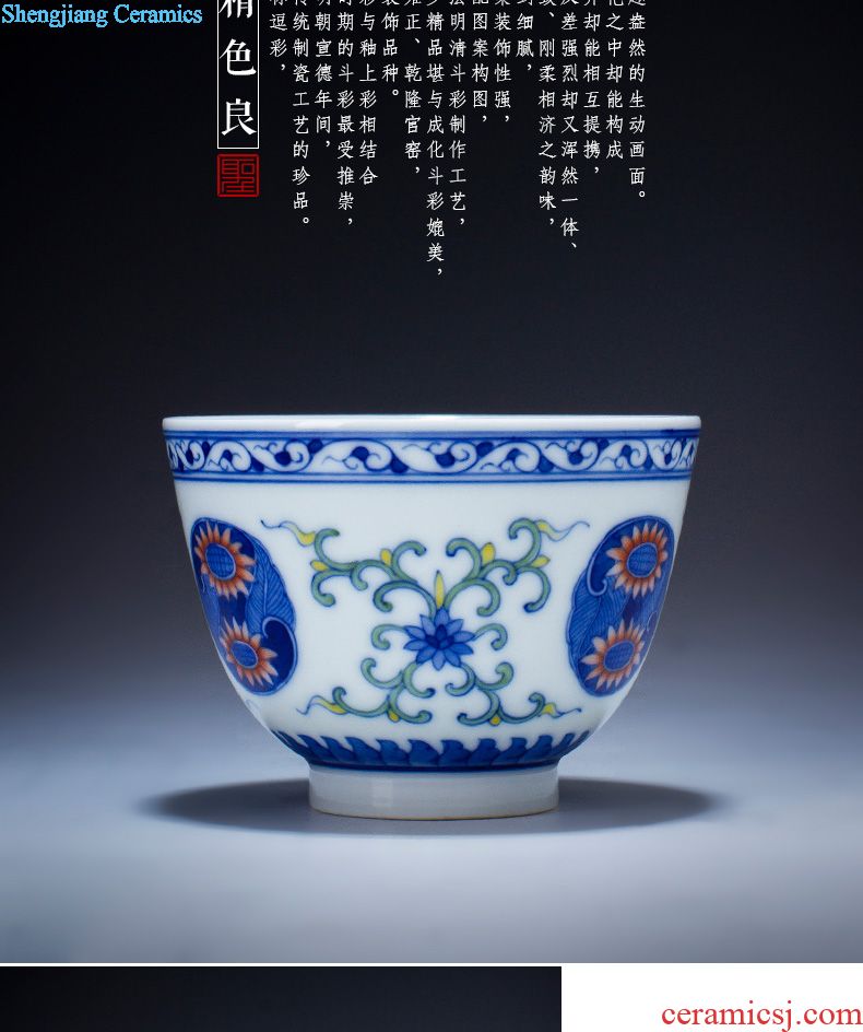 Holy big ceramic kung fu tea sample tea cup antique hand-painted character cup all hand of jingdezhen tea service master