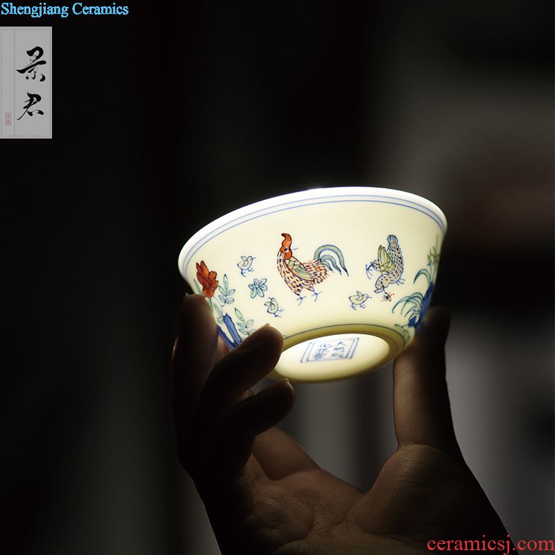JingJun Jingdezhen ceramics Hand-painted color bucket cylinder cup chicken all hand sample tea cup master kung fu tea cups