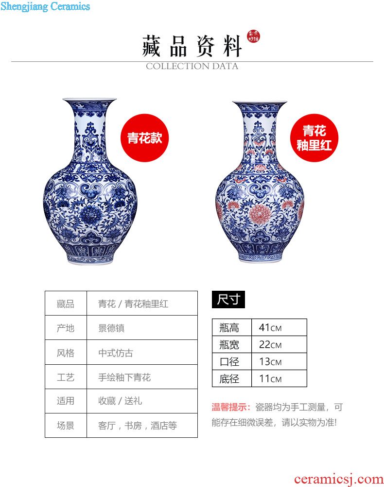 Jingdezhen ceramics vase large red and bright wax gourd bottle of Chinese style household furnishing articles sitting room arranging flowers adorn article