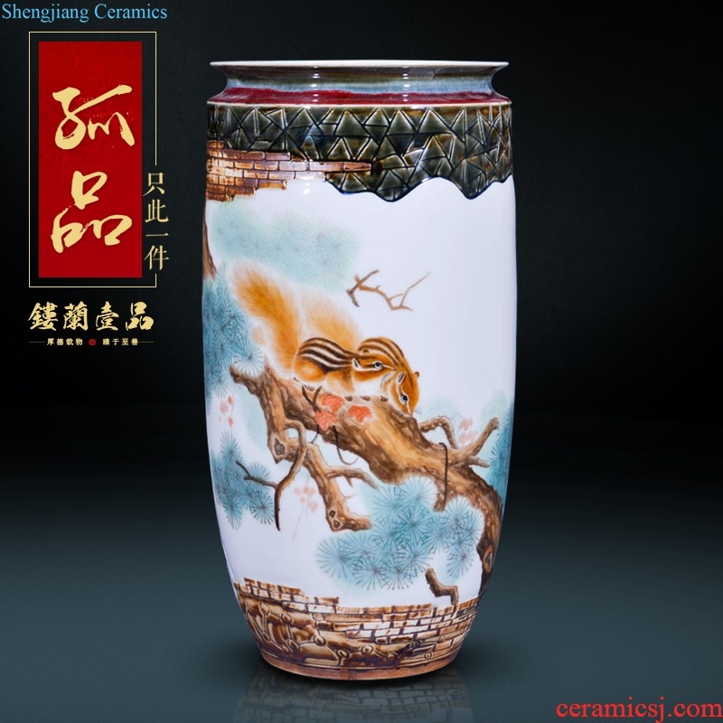 Jingdezhen ceramics hand-painted famille rose flower vase of new Chinese style is contemporary and contracted home sitting room adornment is placed