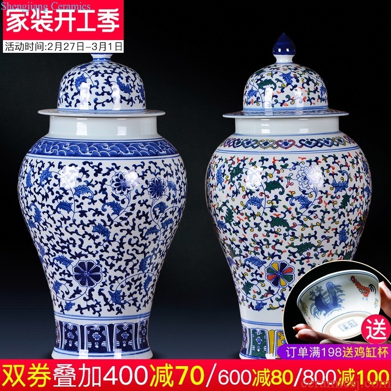 Jingdezhen ceramics hand-painted vases furnishing articles sitting room of Chinese style household wine porch TV ark adornment arranging flowers