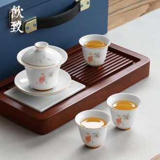 Drink to ceramic hand-painted under glaze color antique tea ceremony master mat saucer kunfu tea cups supporting Japanese