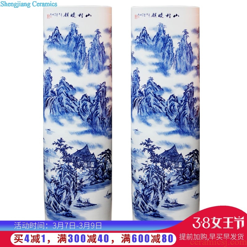 Jingdezhen ceramics by pure manual hand-painted blue and white porcelain vases, new Chinese style living room decorations furnishing articles present