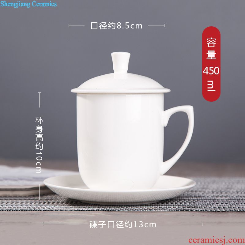 Jingdezhen ceramic cup with cover bone China large ceramic cups water glass cup gift cup custom office meeting