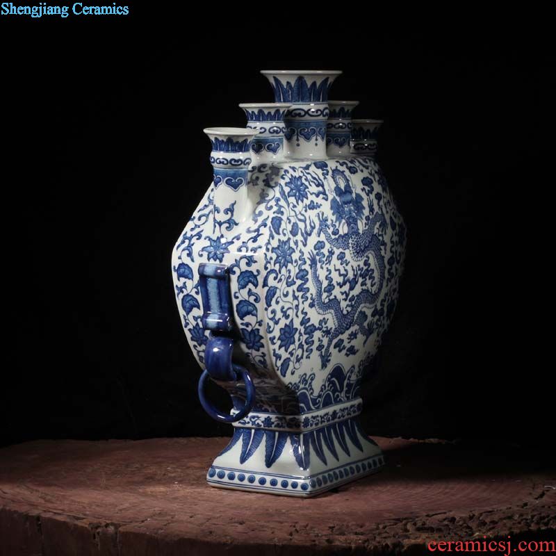 Jingdezhen hand-painted landscape ears porcelain statue of high culture gift of pure hand-painted rich ancient frame exquisite furnishing articles