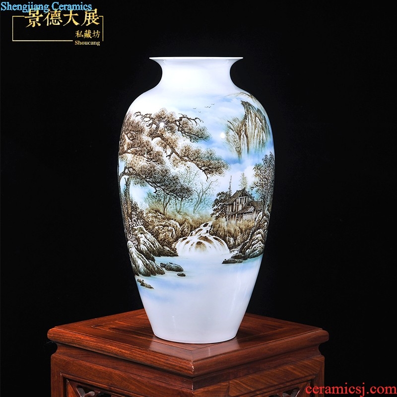 Jingdezhen ceramic flower vases peach famous sitting room hand-painted crafts creative household adornment restoring ancient ways furnishing articles