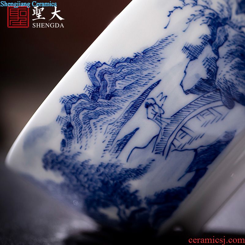 The big blue and white landscape, poly teacups hand-painted ceramic kung fu masters cup sample tea cup all hand of jingdezhen tea service