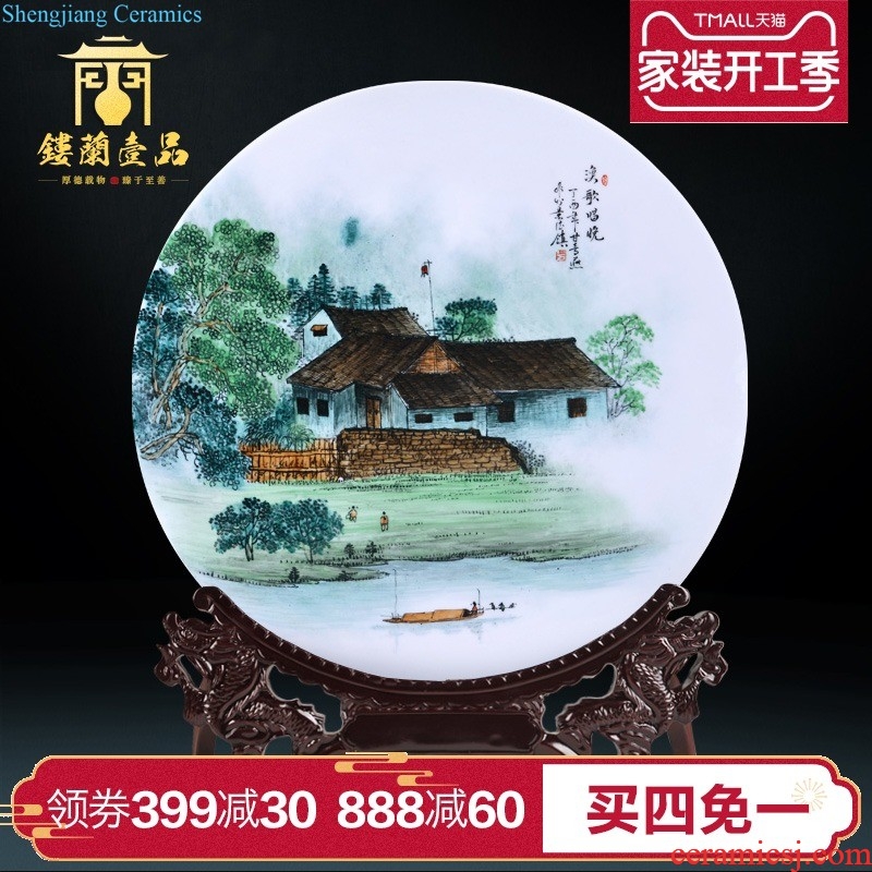 Jingdezhen ceramics by hand draw pastel flower vase picture book high mountain water long sitting room adornment is placed