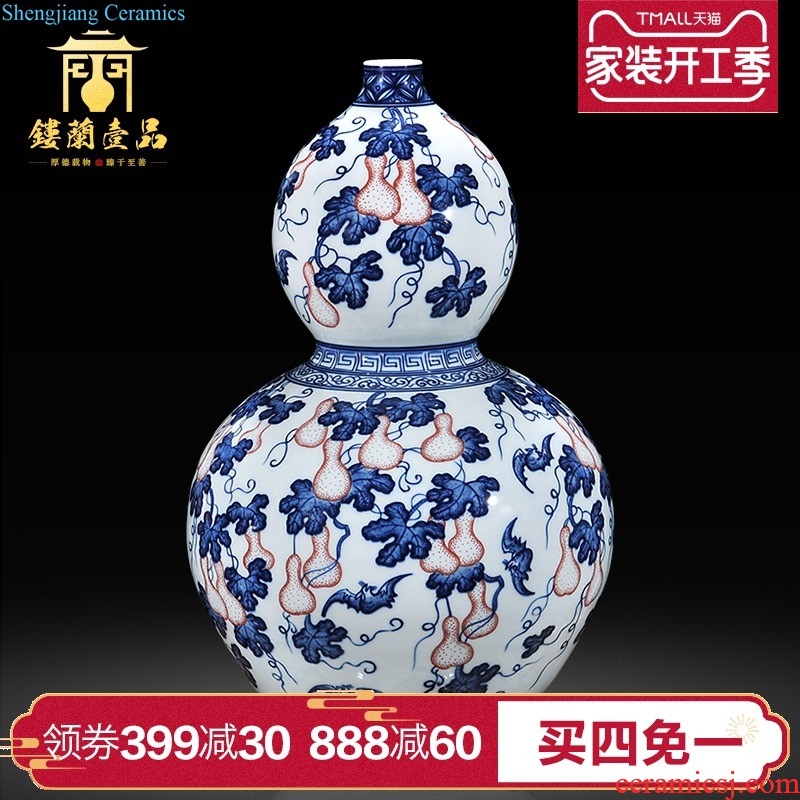 Jingdezhen ceramics hand-painted pastel thin body flower vase new Chinese style living room TV cabinet decoration wedding furnishing articles