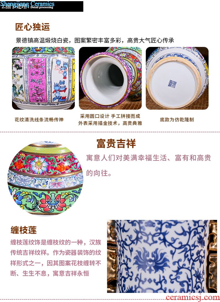 Jingdezhen ceramic handmade antique flower arrangement of blue and white porcelain vase new sitting room of Chinese style household porcelain decorative furnishing articles